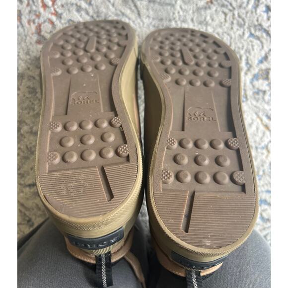 SOREL Caribou Mid Waterproof Lace Up Leather Sneaker Khaki Size 9 - Picture 15 of 16